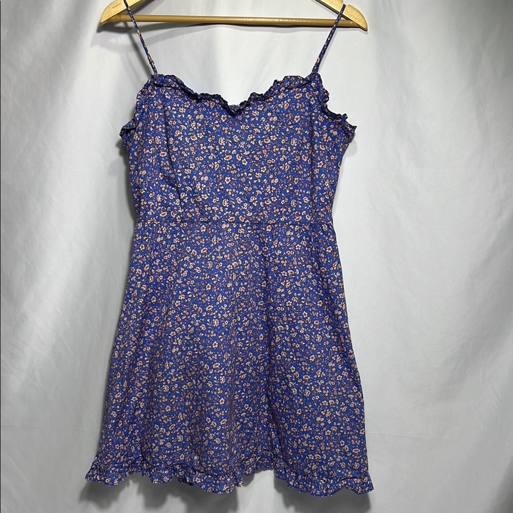 Madewell Size 6 Floral‎ Blue Spaghetti Strap Dress